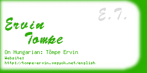 ervin tompe business card